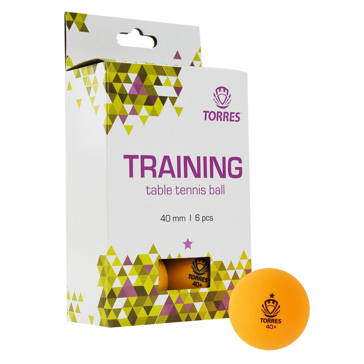 Мяч для наст. тенниса TORRES  Training 1*, арт. TT21015, диам. 40+ мм, упак. 6 шт, оранж